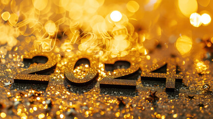 2024 Gleams: Abstract Sparkles Illuminate the New Year. Generative AI