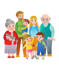 big family with three children and grandparents