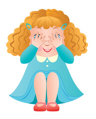 Little girl playing hide and seek