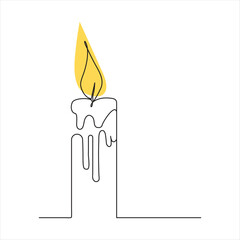 candle continuous line drawing art. one line drawing background. vector illustration
