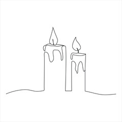 candle continuous line drawing art. one line drawing background. vector illustration
