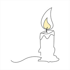 candle continuous line drawing art. one line drawing background. vector illustration
