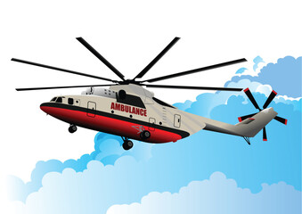 Obraz na płótnie Canvas Ambulance helicopter. Vector illustration