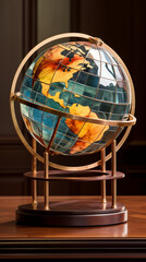 Earth model globe made of stained glass in classy home study