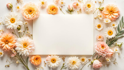 Beautiful empty card with copy space and flower frame
