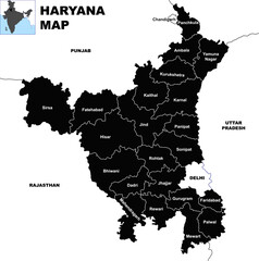 Silhouette Haryana Map vector illustration on white background