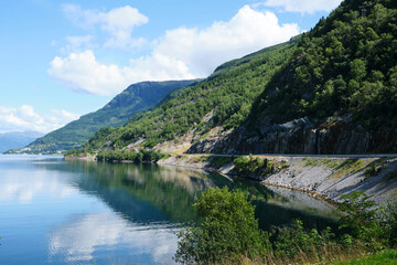 Fototapeta na wymiar Road in a fjord in norway