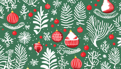 christmas background with branches and balls