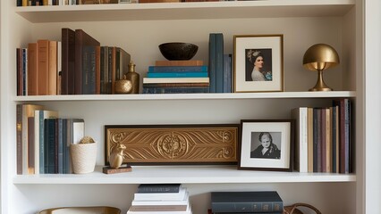 a custom-built bookshelf, showcasing not only its functionality but also the carefully arranged collection of well-loved books and cherished mementos.

