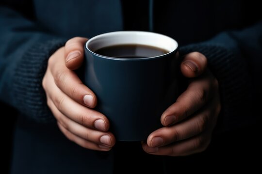 An image of a person's hands cradling a coffee cup, the steam rising and mingling with the morning light, symbolizing the comforting ritual of waking up with a cup of jo