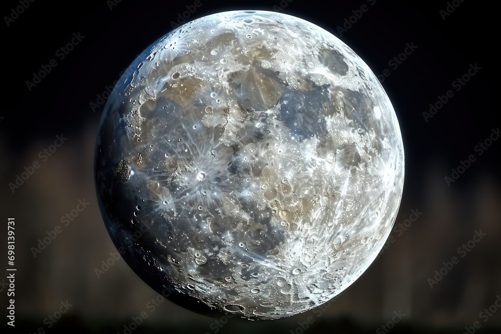 Sticker an image capturing the elegant curves and lines of the moon's surface, shaped by eons of cosmic acti