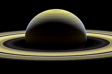 An image showcasing Saturn's rings as a celestial halo, encircling the planet with a delicate grace and captivating beaut