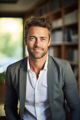 Obraz premium Calm Therapist in Sunny Consultation Space