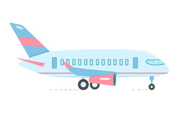 Illustration of airplane on white background. Flat style. Vector illustration