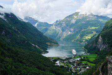 Cruise ship in a fjord in Norway
