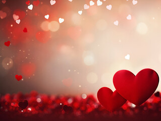 valentines day background with two red hearts, valentines day postcard background with copy space for text