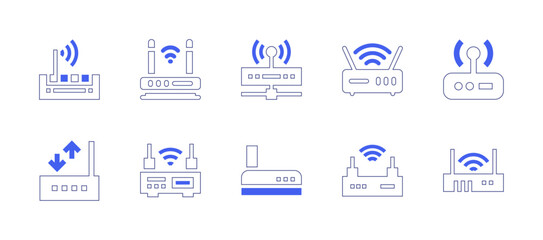 Fototapeta na wymiar Router icon set. Duotone color. Vector illustration. Containing router, wifi router, wireless router.