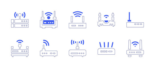 Router icon set. Duotone color. Vector illustration. Containing wireless router, wifi router, router, wifi, signal, modem.