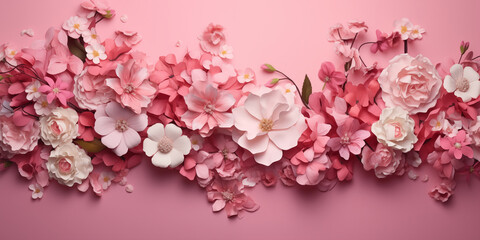Beautiful flowers on pink background. A card for Easter, Women's Day, Mother's Day, Valentine's Day.