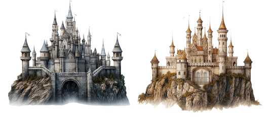 Set of Castle on white background