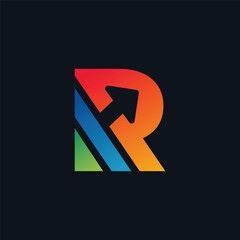 R business letter logo design template, r digital marketing business logo