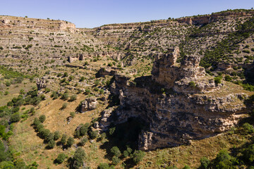 Rocky cliff inside Ulubey canyon in Turkey, Aerial landscape