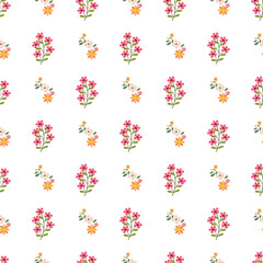 Free vector hand drawn flat small flowers pattern