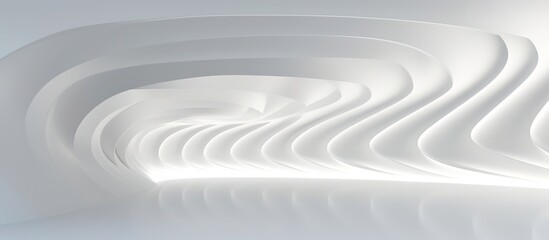 3D geometric abstract wave futuristic light white background. 3d tunnel background. Halway background. alleyway background.