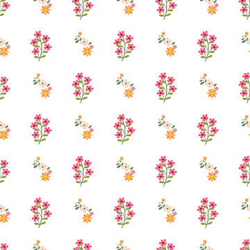 Free vector hand drawn flat small flowers pattern