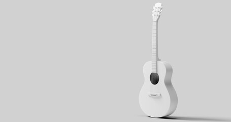 White and Gray Guitar acoustic body. 3D render.