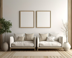 Mockup of two frames in the living room