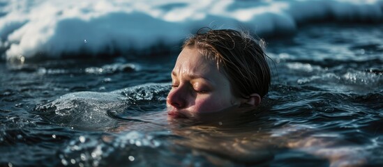 Chilly immersion in ice-cold water during wintertime.