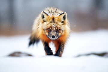 Obraz premium fox with contrasting orange coat in snow