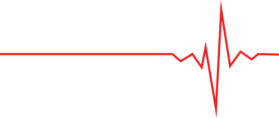 Red heart pulse rate line on transparent white background. ECG or EKG Vector illustration