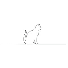 Continuous one line drawing cat. kitten Cat single line art vector illustration
