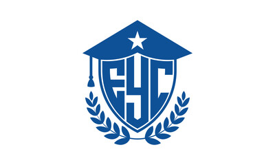EYC three letter iconic academic logo design vector template. monogram, abstract, school, college, university, graduation cap symbol logo, shield, model, institute, educational, coaching canter, tech