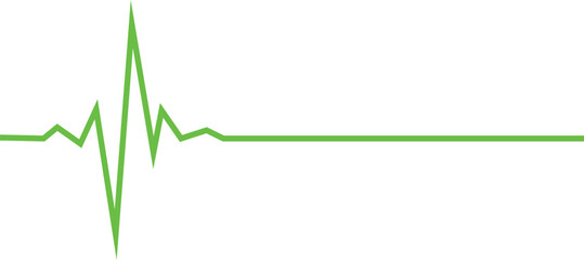Green heart pulse rate line on transparent white background. Vector illustration