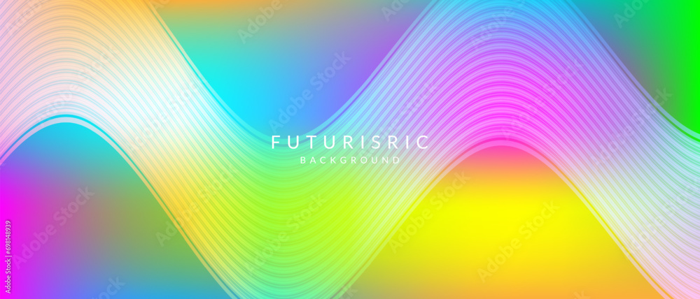 Poster abstract beautiful futuristic glossy flowing wave line with coloring gradient background.
