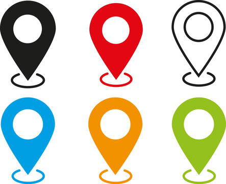 Location pin icon in line style, position sign. Pin symbol for website design.Set of map pin location icons. Modern map markers .Vector illustration.