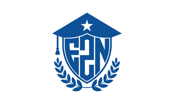 EZN three letter iconic academic logo design vector template. monogram, abstract, school, college, university, graduation cap symbol logo, shield, model, institute, educational, coaching canter, tech