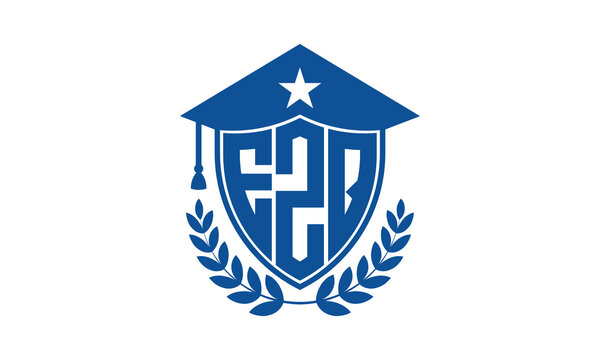 EZQ three letter iconic academic logo design vector template. monogram, abstract, school, college, university, graduation cap symbol logo, shield, model, institute, educational, coaching canter, tech