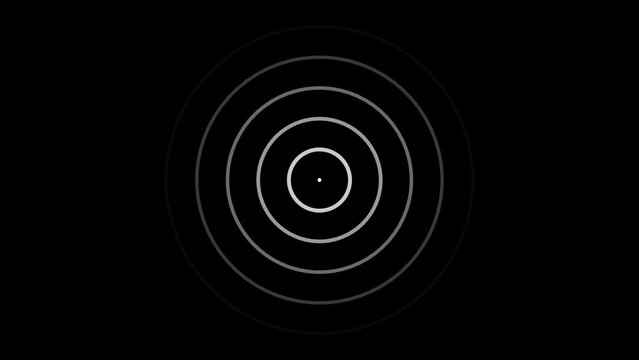 Radio wave, animated of white circular electric wave looping on white background.