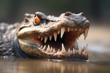Fototapeta premium crocs powerful jaw snap on riverbank