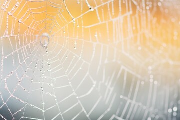 icy spider web on frosted glass