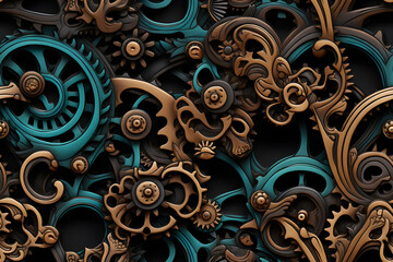 Seamless vintage, retro steampunk pattern background