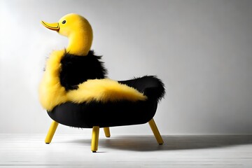 the backrest forming the duck's head, the armrests shaped like wings, and perhaps even the seat mimicking the body or feet of the duck.
