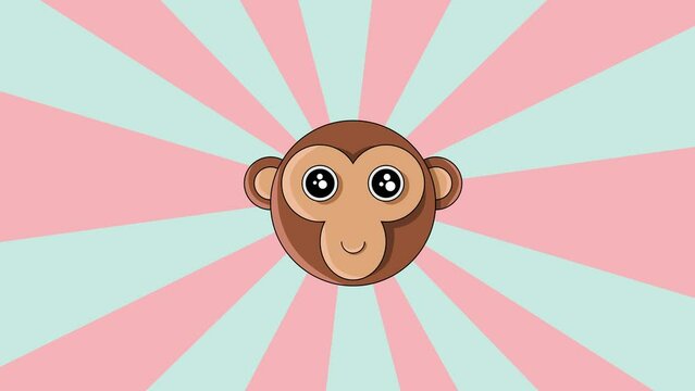 Animation of a monkey head icon with a rotating background