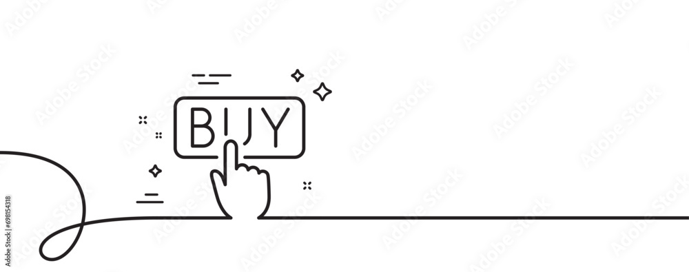 Poster click to buy line icon. continuous one line with curl. online shopping sign. e-commerce processing s