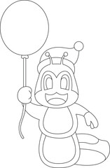 Caterpillar Christmas Balloon Animal Vector Graphic Art Illustration