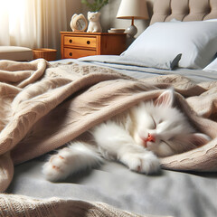 Cute cat slepping on the bed